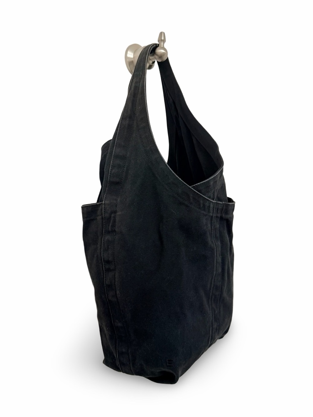 Everlane Black Canvas Teardrop Tote Bag Hobo Slouchy Shoulder - Picture 3 of 9